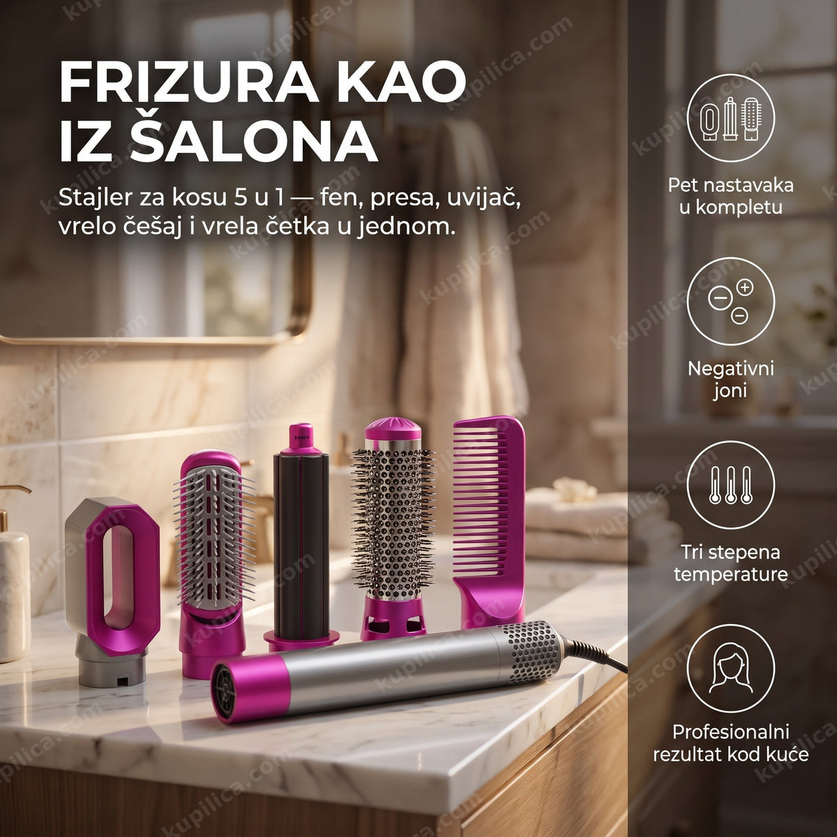 stajler za kosu 5 u 1 sa svim nastavcima, benefiti proizvoda