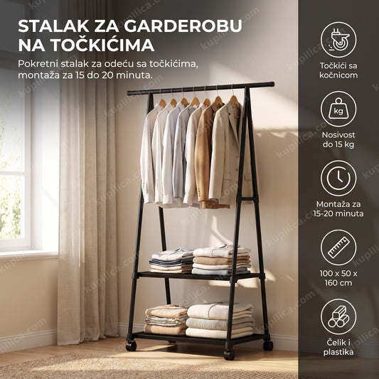 stalak za garderobu sa točkićima u spavaćoj sobi, benefiti proizvoda