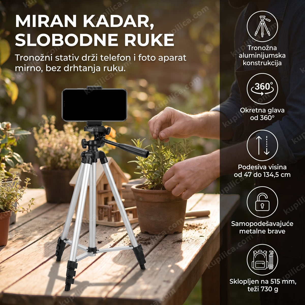 stativ tripod drži telefon za snimanje, benefiti proizvoda
