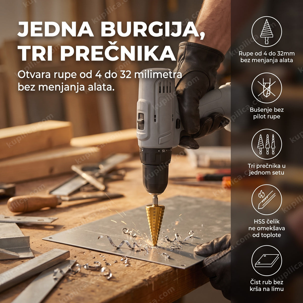 stepenaste burgije hss set za bušenje metala, benefiti proizvoda