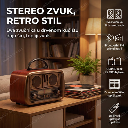 stereo retro radio bluetooth u dnevnoj sobi, benefiti proizvoda