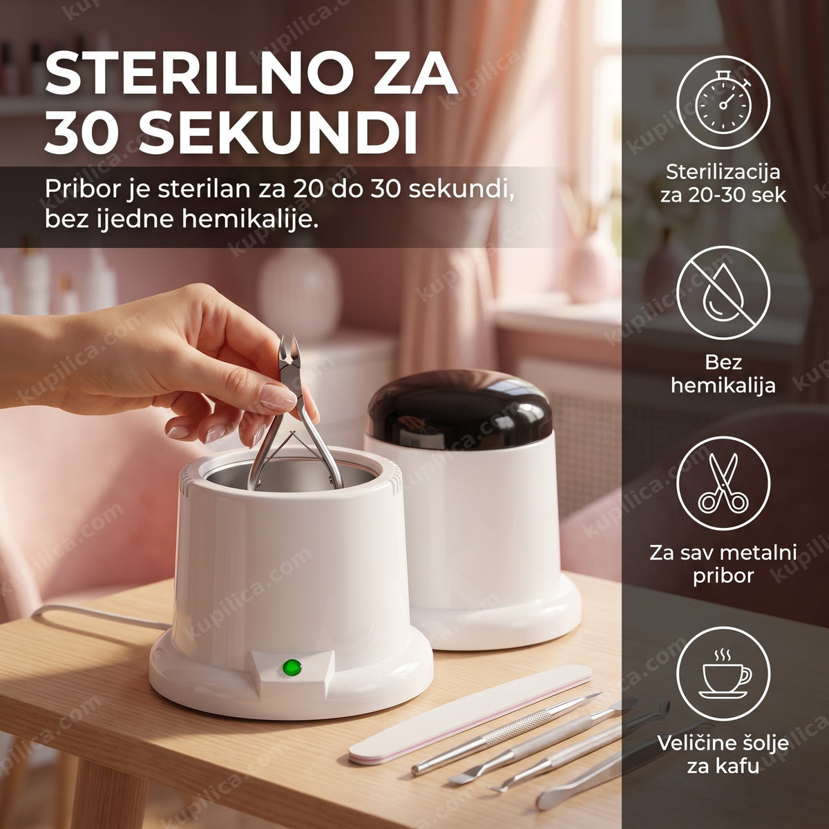 sterilizator za manikir pribor u salonu sterilise makaze i turpije, benefiti proizvoda