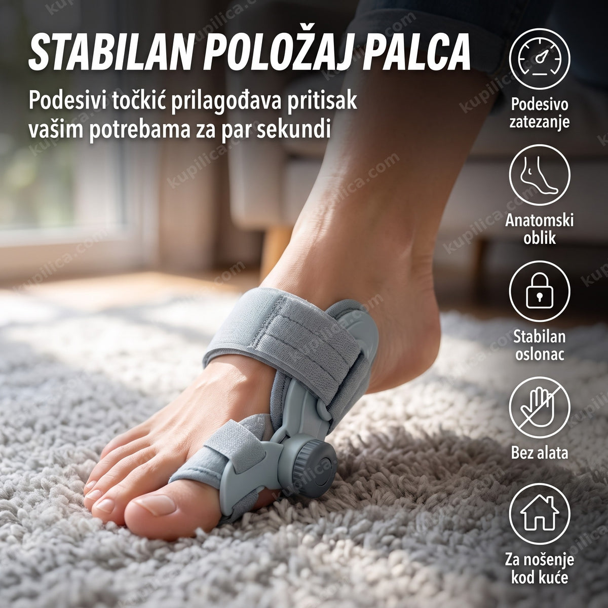 steznik za čukalj sa točkićem — nošen na stopalu kod kuće