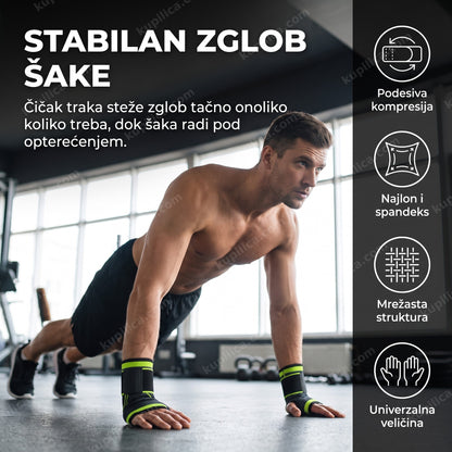 Steznik za šaku sa čičak trakom — podrška ručnom zglobu tokom treninga