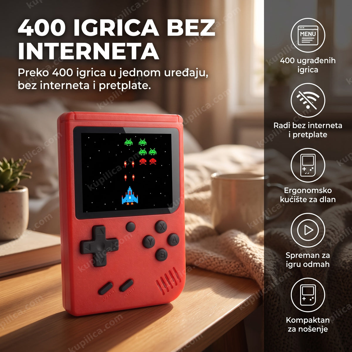 super game box 400 u 1 ručna konzola sa pixel igricom na ekranu, benefiti proizvoda