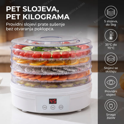 providan sušač hrane sa pet slojeva punih narezanog voća i povrća
