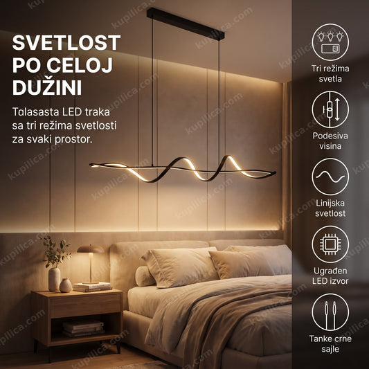 Talasasti LED luster iznad kreveta u spavaćoj sobi, benefiti proizvoda