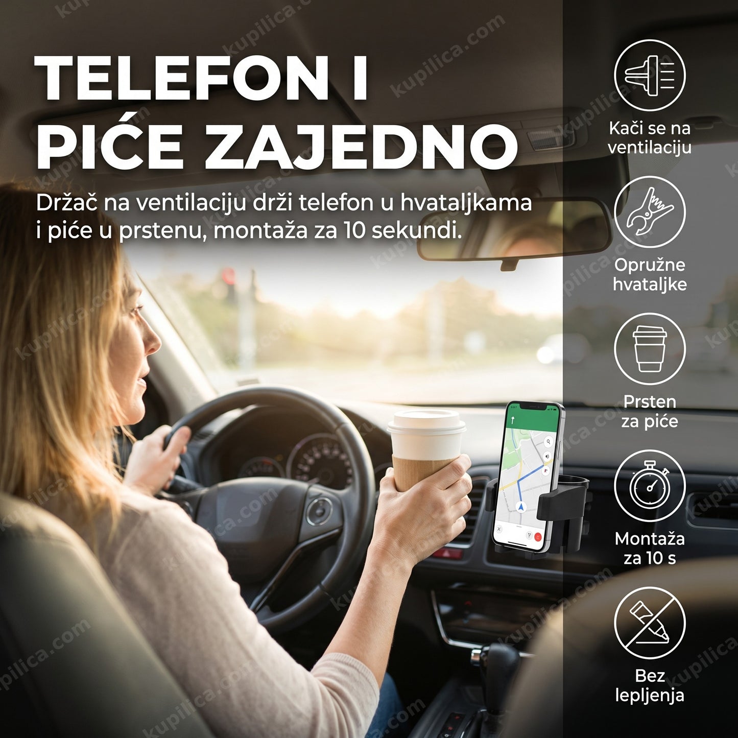 telefon i piće zajedno — držač za telefon i čašu SD-1027 na ventilaciji automobila, benefiti proizvoda