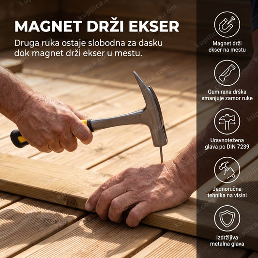 tesarski čekić sa magnetom u upotrebi na gradilištu, benefiti proizvoda