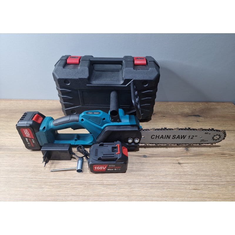 velika aku lančana testera sa dve baterije — detalj 1