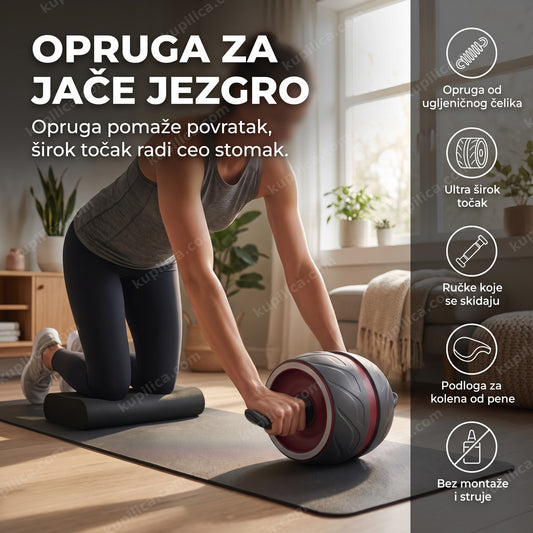 točak za trbušnjake sa oprugom, vežba na prostirci u dnevnoj sobi, benefiti proizvoda