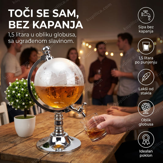 globus točilica za piće na stolu za goste, sipa iz slavine bez naginjanja, benefiti proizvoda