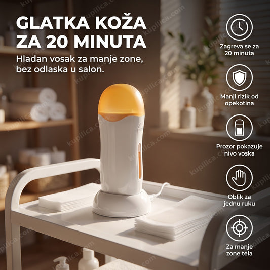 topilica za hladni vosak sa patronom u kozmetičkom salonu, prikaz benefiti proizvoda