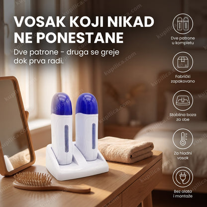 topilica za hladni vosak sa dve patrone na toaletnom stočiću kod kuće, prikaz benefiti proizvoda