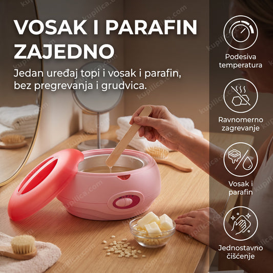 topilica za vosak ax2200 — žena priprema vosak i parafin za tretman, benefiti proizvoda