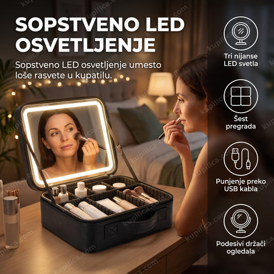torba za šminku sa led svetlom u realnom ambijentu upotrebe, benefiti proizvoda