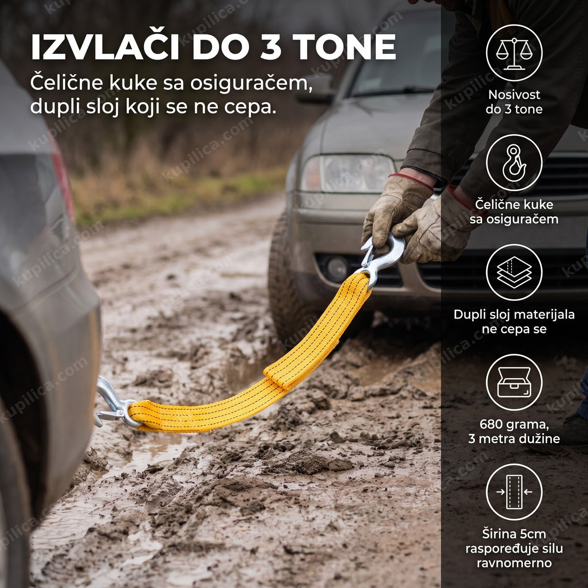 traka za vuču sa kukama za izvlačenje vozila, benefiti proizvoda