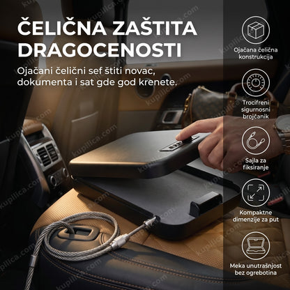 transportni sef za dragocenosti otvoren u automobilu sa novcem i satom, benefiti proizvoda