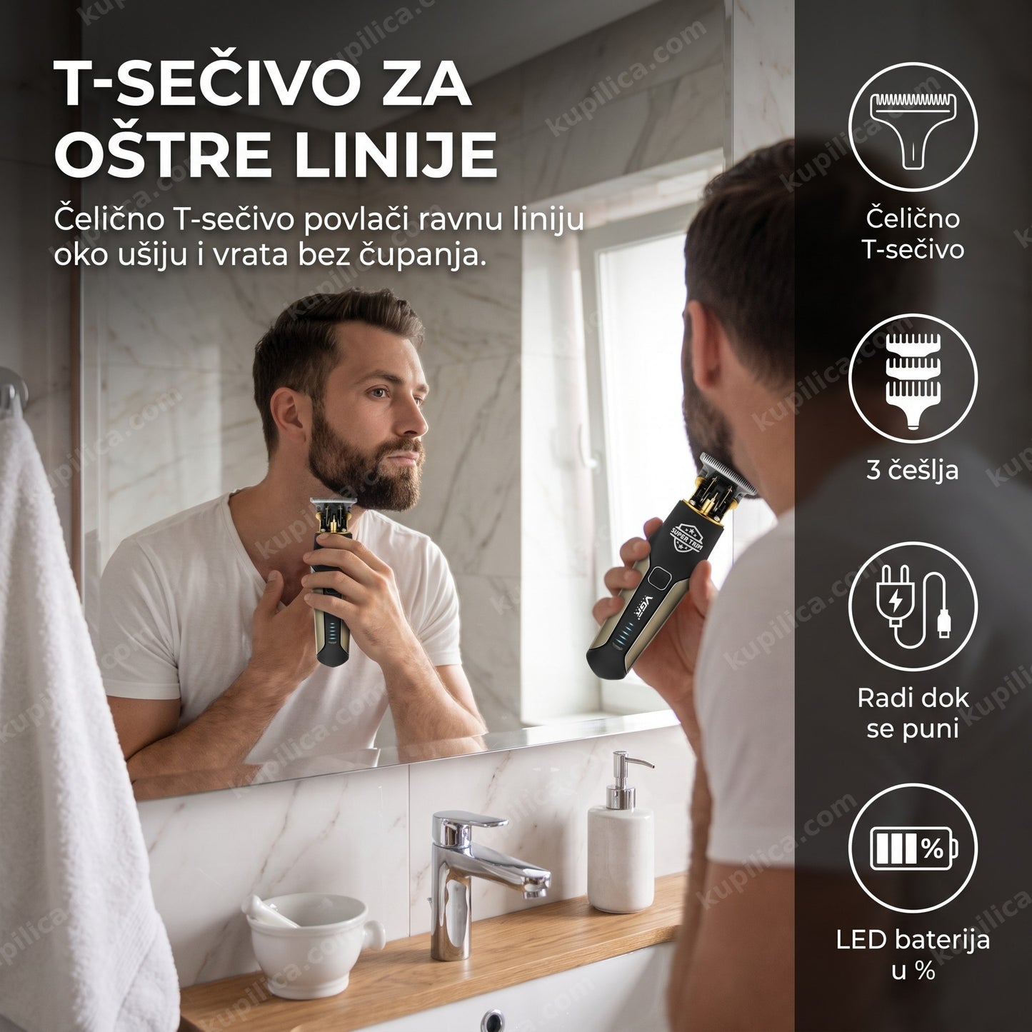 trimer za bradu i kosu vgr v-287 — muškarac oblikuje liniju brade, benefiti proizvoda