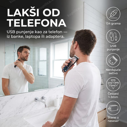 trimer za kosu i bradu VGR V-953 — muškarac šiša zatiljak kod kuće, lagan, USB punjenje