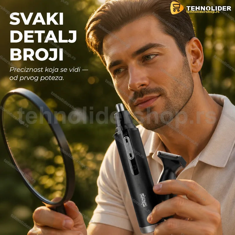 trimer za nos i uši DSP 40007 — uređaj sa dva nastavka i USB kablom