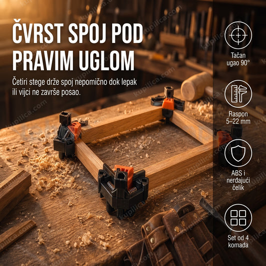 ugaone stege za drvo 90 stepeni — set od 4 komada fiksira uglove drvenog rama