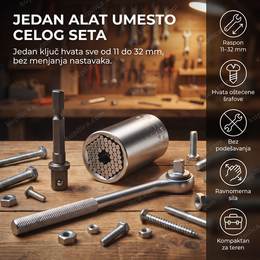 univerzalni nasadni ključ 11-32 mm u radionici sa vijcima, benefiti proizvoda