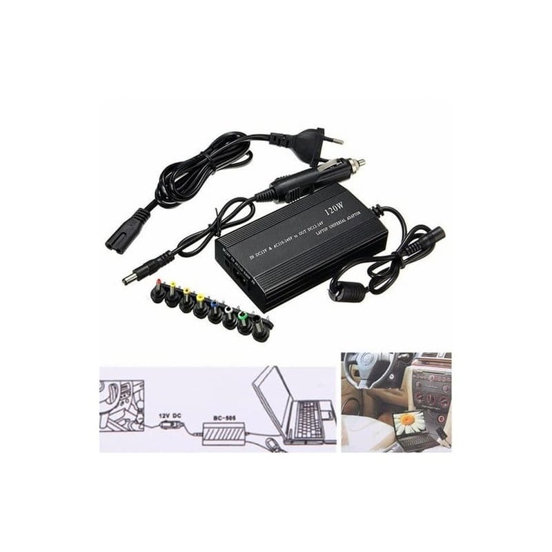 univerzalni punjač za laptop 120w 2u1 — detalj 1