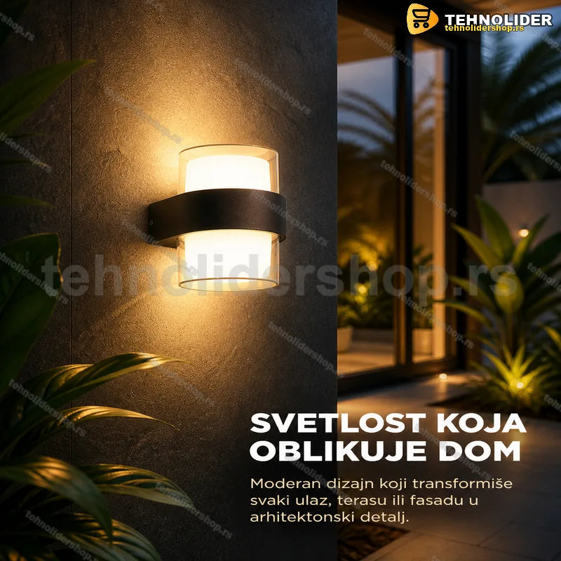 Up-down zidna lampa sa akrilnim difuzorom i crnim metalnim okvirom
