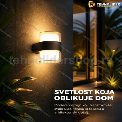 Up-down zidna lampa sa akrilnim difuzorom i crnim metalnim okvirom
