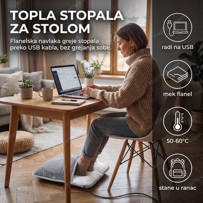 USB grejač za stopala od flanela na radnom stolu kod kuće