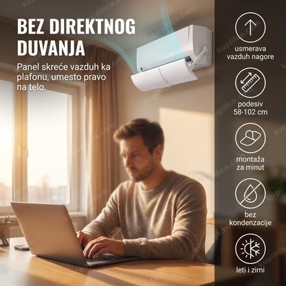 Univerzalni usmerivač vazduha montiran ispod klima uređaja u dnevnoj sobi