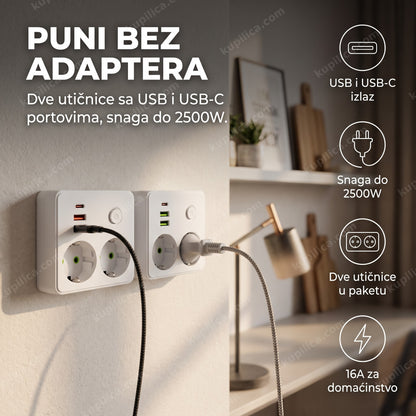 utičnica sa usb i usb-c portovima, 2 komada — montirane na zidu u stanu, benefiti proizvoda