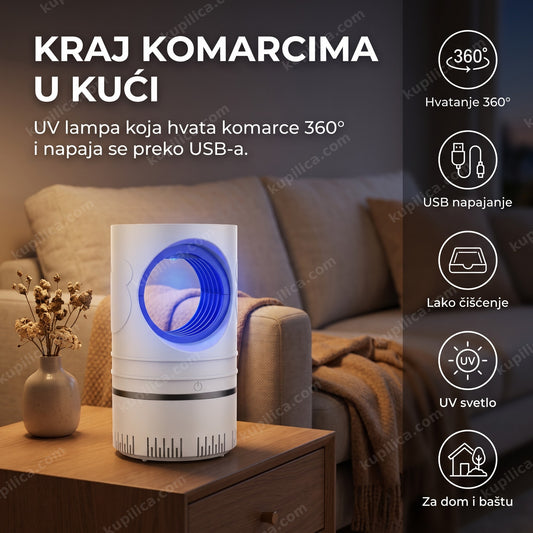 uv lampa protiv komaraca na stočiću u dnevnoj sobi, benefiti proizvoda