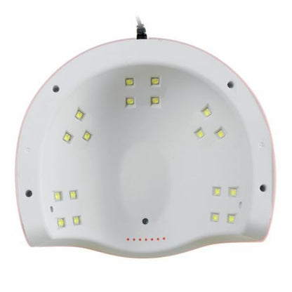 Dno UV lampe za nokte sa 18 LED dioda raspoređenih u pet grupa oko otvora za šaku