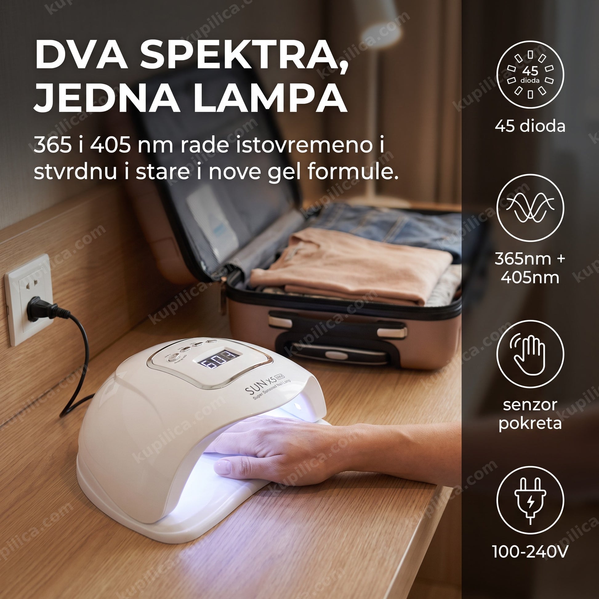 UV LED lampa za nokte Sun X5 Max sa 45 dioda na putu