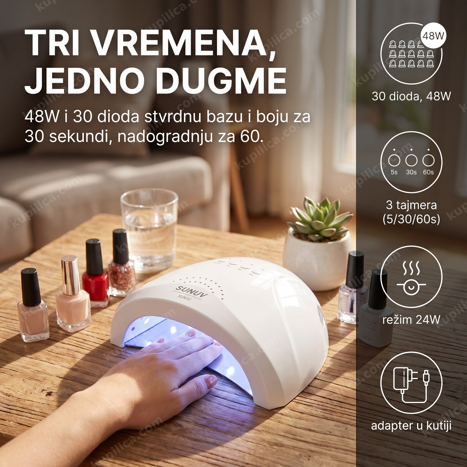 UV LED lampa za nokte SUNUV SUN 1 48W sa tri tajmera