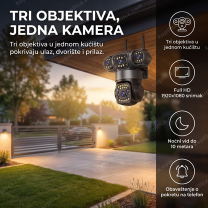 v380 kamera sa tri objektiva montirana na krovu iznad dvorišta, benefiti proizvoda