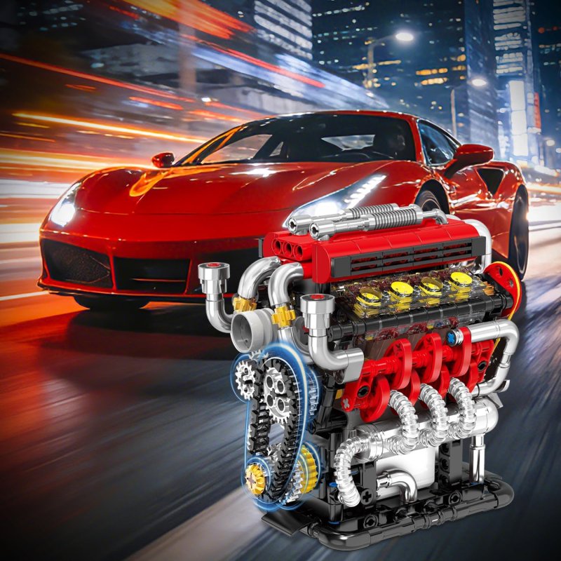 Izduvni sistem i hromirane cevi na modelu V8 motora