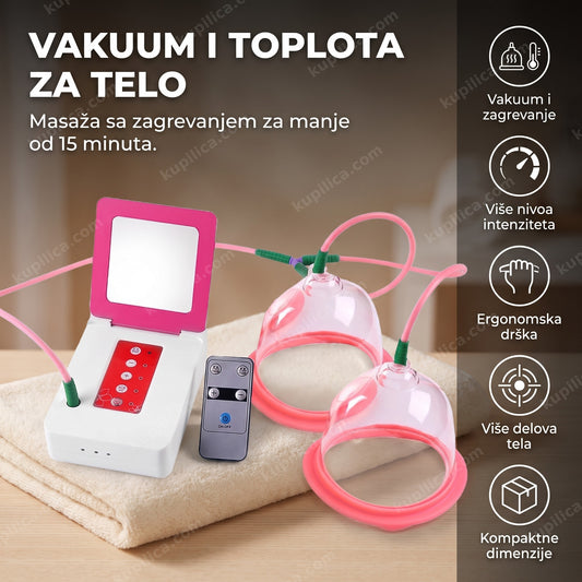 vakuum masažer za grudi i telo sa zagrevanjem i providim nastavkom na postolju