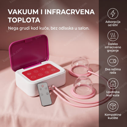 vakuumski masažer za grudi sa infracrvenim grejanjem i dva silikonska nastavka