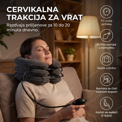 vazdušni jastuk za istezanje vrata na osobi koja sedi kod kuće, benefiti proizvoda