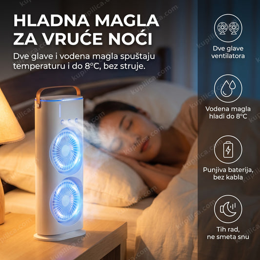 bežični dupli ventilator sa vodenim hlađenjem na noćnom stočiću hladi spavaću sobu, benefiti proizvoda