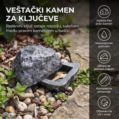 Veštački kamen za ključeve u cvetnoj leji pored baštenske staze, benefiti proizvoda