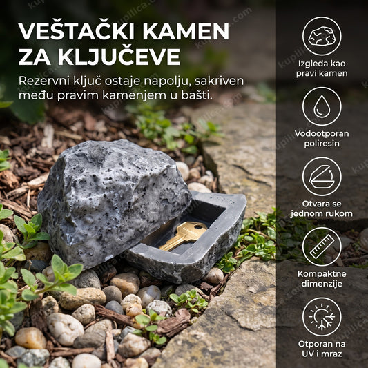 Veštački kamen za ključeve u cvetnoj leji pored baštenske staze, benefiti proizvoda