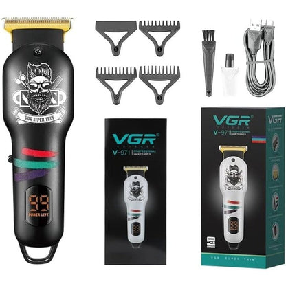 mašinica za šišanje VGR V-971 u crnoj boji sa LED displejom i kutijom