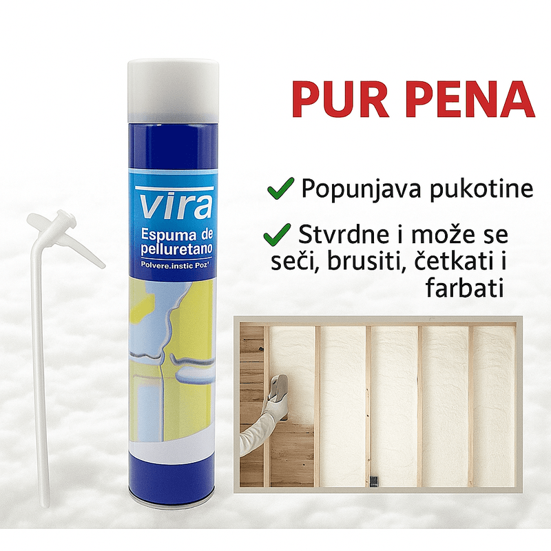 Vira PUR pena za zaptivanje i izolaciju — detalj 1