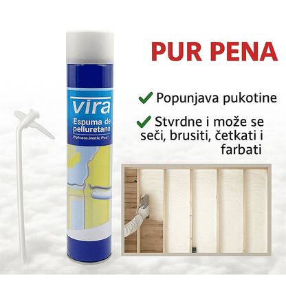 Vira PUR pena za zaptivanje i izolaciju — detalj 1