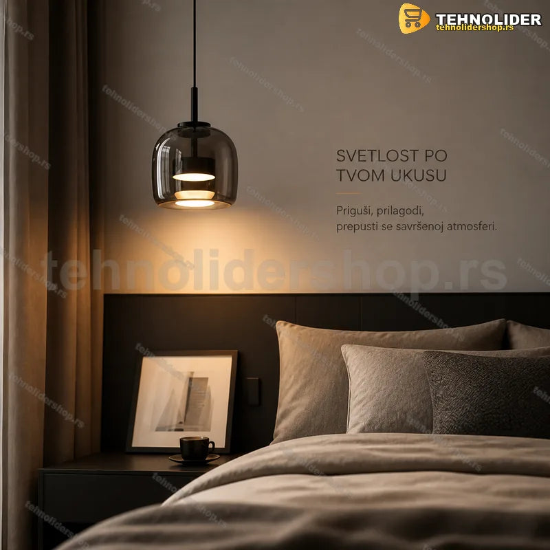 viseća lampa dimljeno staklo sa prigušivanjem iznad kreveta
