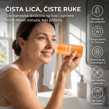 vitamin c maska za lice — nanošenje stik maske direktno na lice bez prljanja ruku